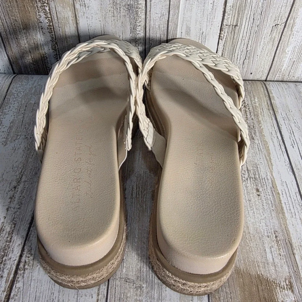 Altar State Beige Woven Platform Espadrille Wedge Sandals Women's Size 7